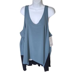 Athleta Swing Forward Pleated Tank Blue Black NWT Size 2X